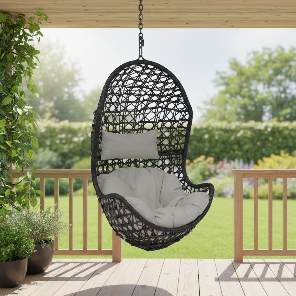 32" Gray Steel Outdoor Egg Chair