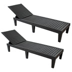 Set of Two Black Heavy Duty Resin Outdoor Chaise Lounges