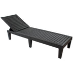 Set of Two Black Heavy Duty Resin Outdoor Chaise Lounges