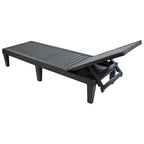 Set of Two Black Heavy Duty Resin Outdoor Chaise Lounges