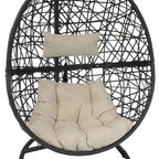 42" Beige Steel Outdoor Egg Chair