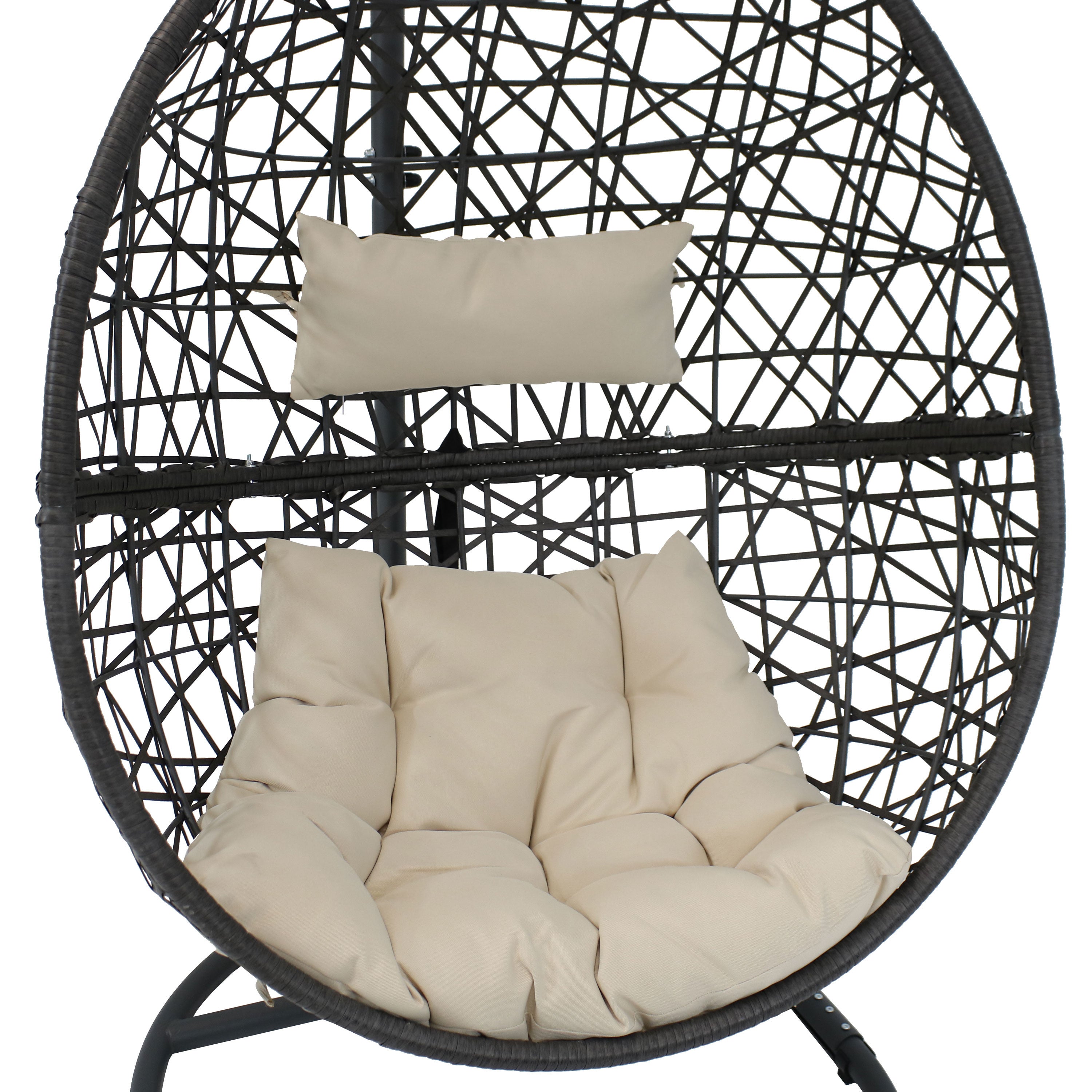 42" Beige Steel Outdoor Egg Chair