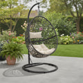 42" Beige Steel Outdoor Egg Chair