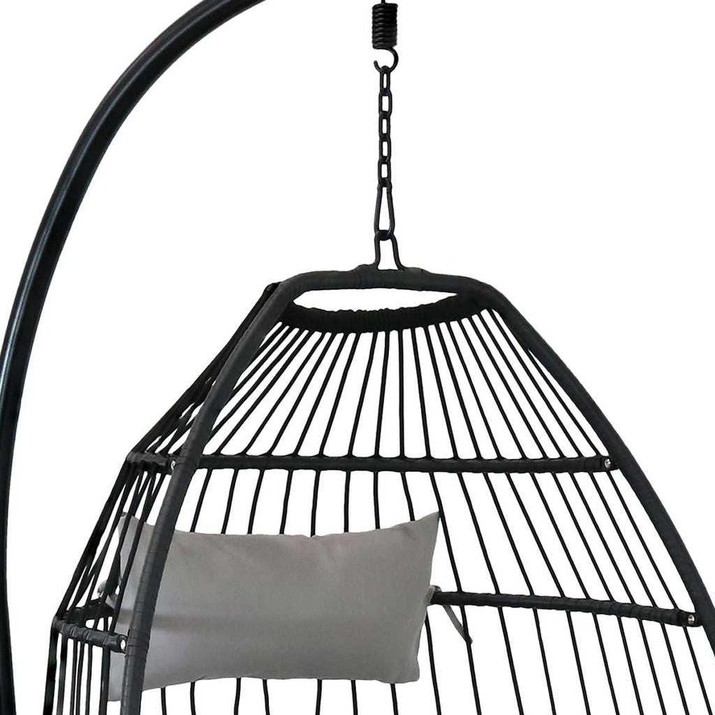 46" Gray Steel Outdoor Egg Chair