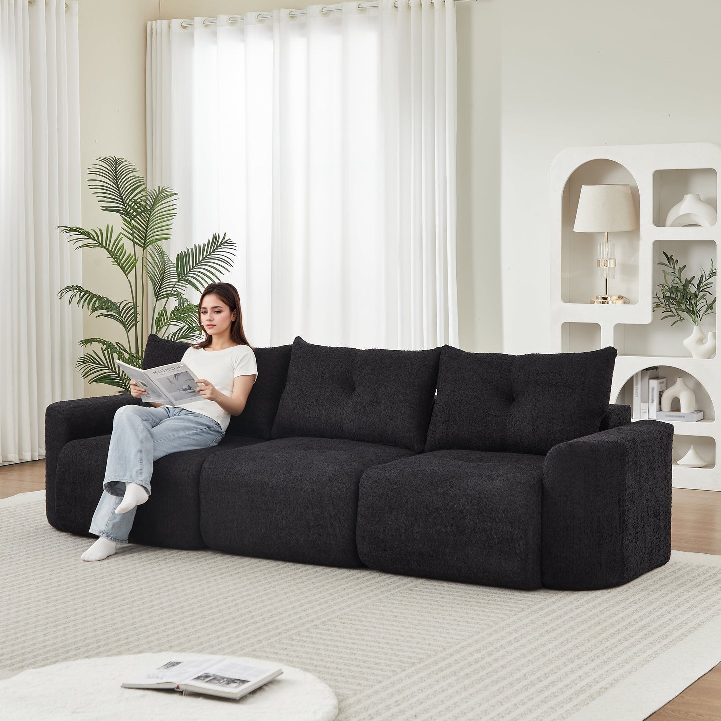 Chenille Sofa for Living Room - 109" Large Modern 3-Seater