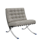 30" Gray and Silver Tufted Faux Leather and Stainless Steel Folding Lounge Chair