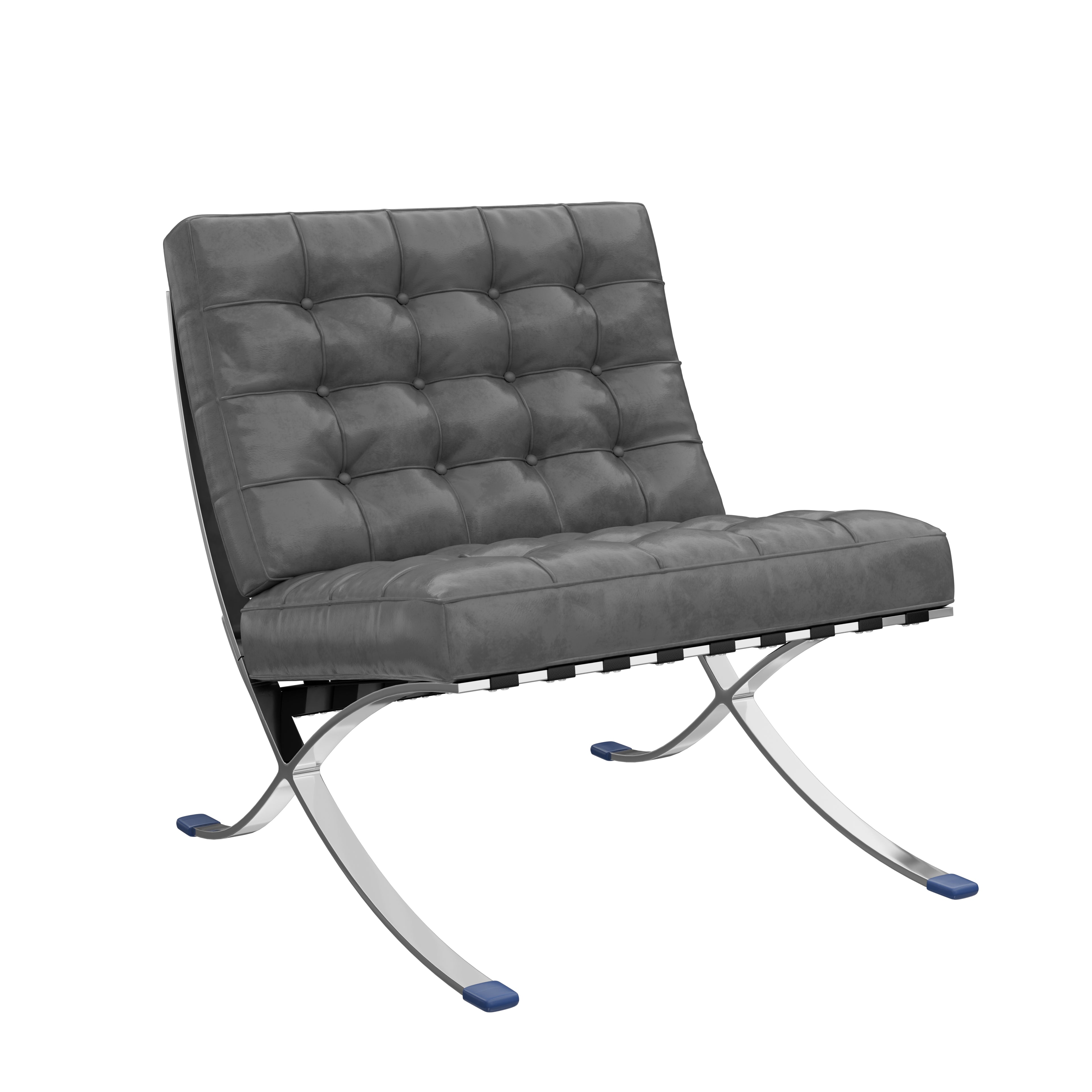 30" Dark Gray and Silver Faux Leather and Stainless Steel Folding Lounge Chair