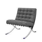 30" Dark Gray and Silver Faux Leather and Stainless Steel Folding Lounge Chair