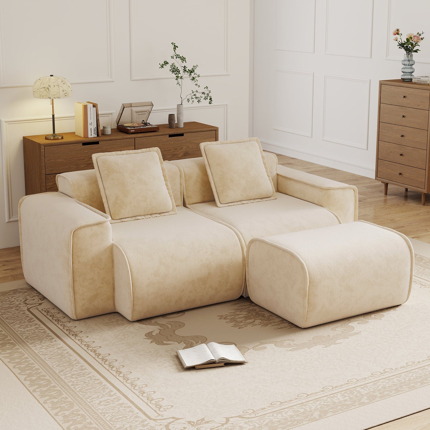 Streamlined Design Modular 2-Seat L Shape Sectional Sofa