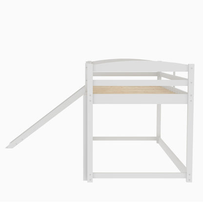 Twin Bunk Bed With Convertible Slide & Ladder, White