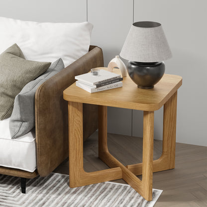24" Natural Wood Square Cross Legs End Table