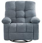 39" Blue Tufted Chenille Heated Massage Swivel Rocker Recliner With USB