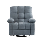 39" Blue Tufted Chenille Heated Massage Swivel Rocker Recliner With USB