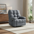39" Blue Tufted Chenille Heated Massage Swivel Rocker Recliner With USB