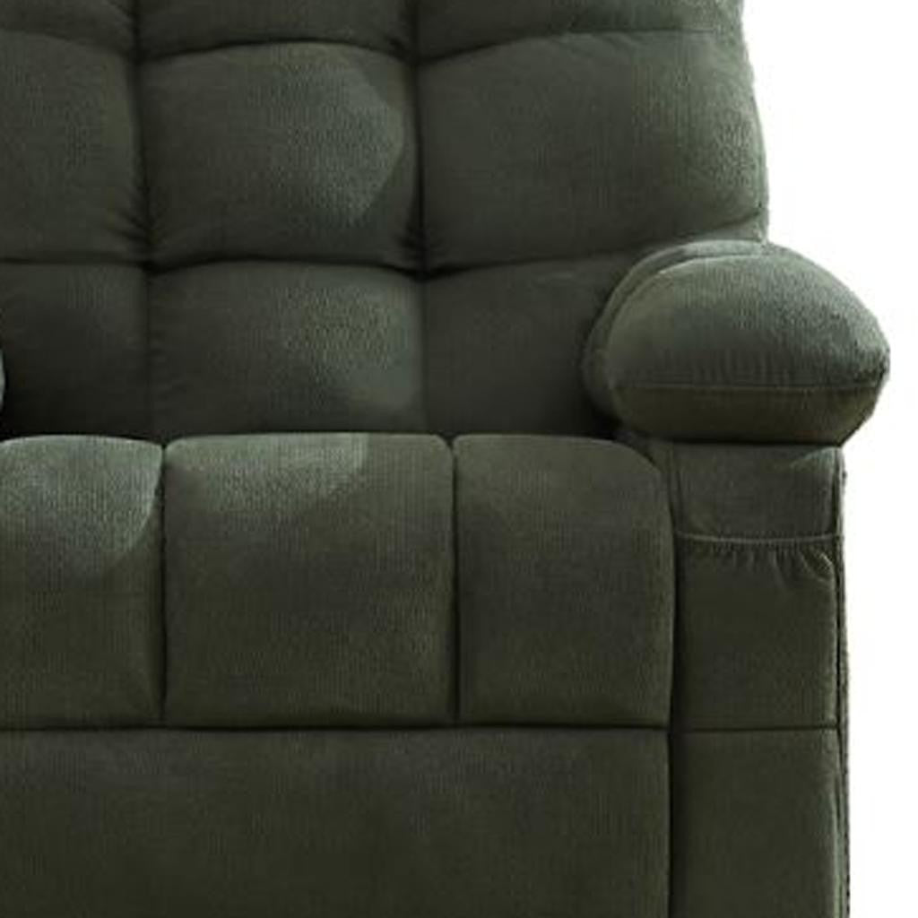 39" Dark Green Tufted Chenille Rocker And Swivel Heated Massage Manual Recliner With USB