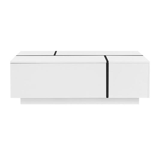 47" White Wood Extendable Coffee Table With Storage