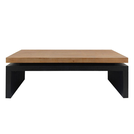 48" Natural and Black Wood Floating Frame Coffee Table