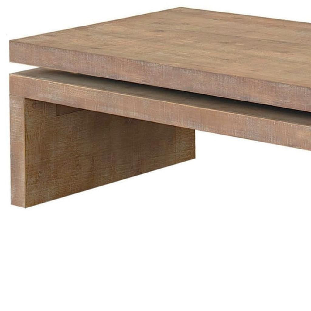 48" Natural Wood Distressed Floating Frame Coffee Table