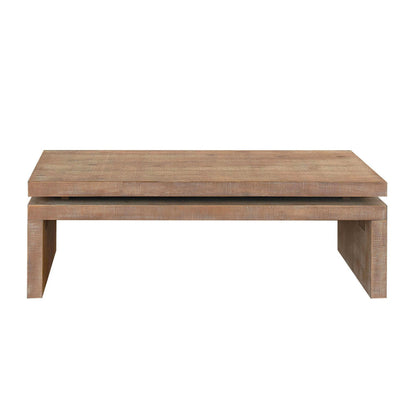 48" Natural Wood Distressed Floating Frame Coffee Table