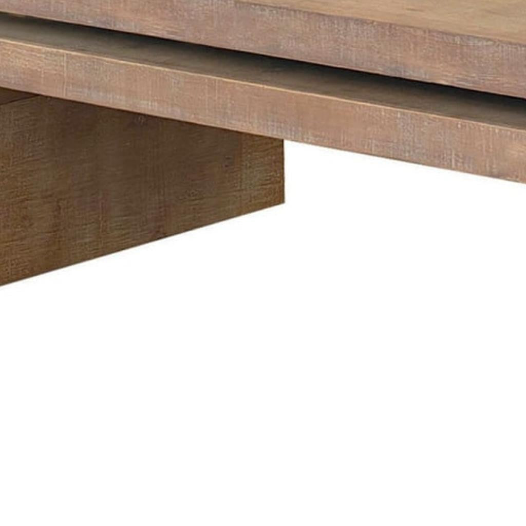 48" Natural Wood Distressed Floating Frame Coffee Table