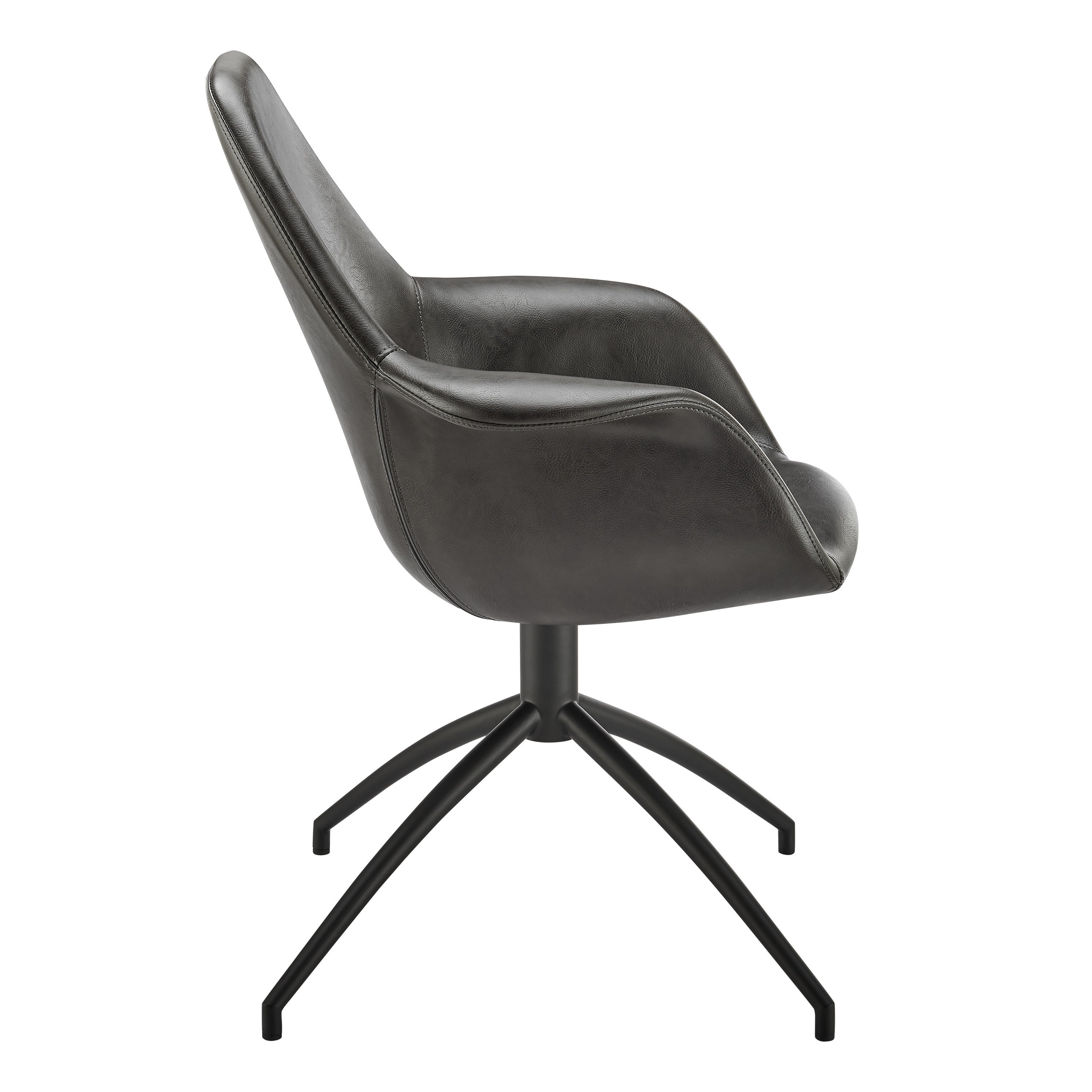 Black Upholstered Faux Leather And Steel Dining Arm Chair