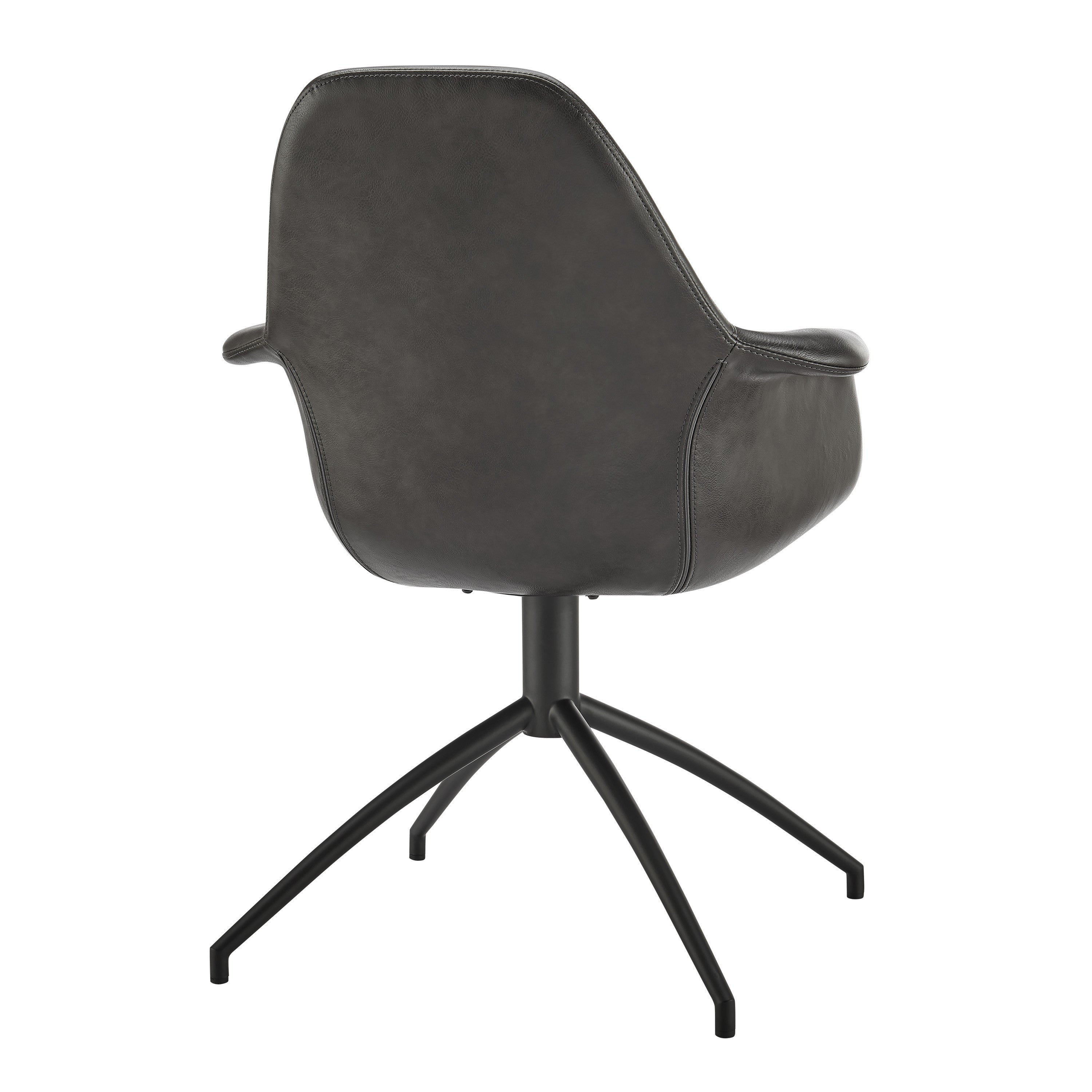 Black Upholstered Faux Leather And Steel Dining Arm Chair