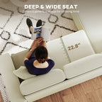 Corner Sofa with Reversible Chaise Lounge, Corduroy L-Shaped Sectional Sofa with Pocket Spring, Cream White