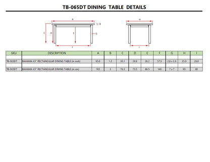 BAHAMA 65" RECTANGULAR TABLE