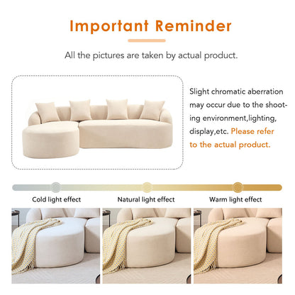 Boneless L-Shape Sectional Sofa with Curved Chaise
