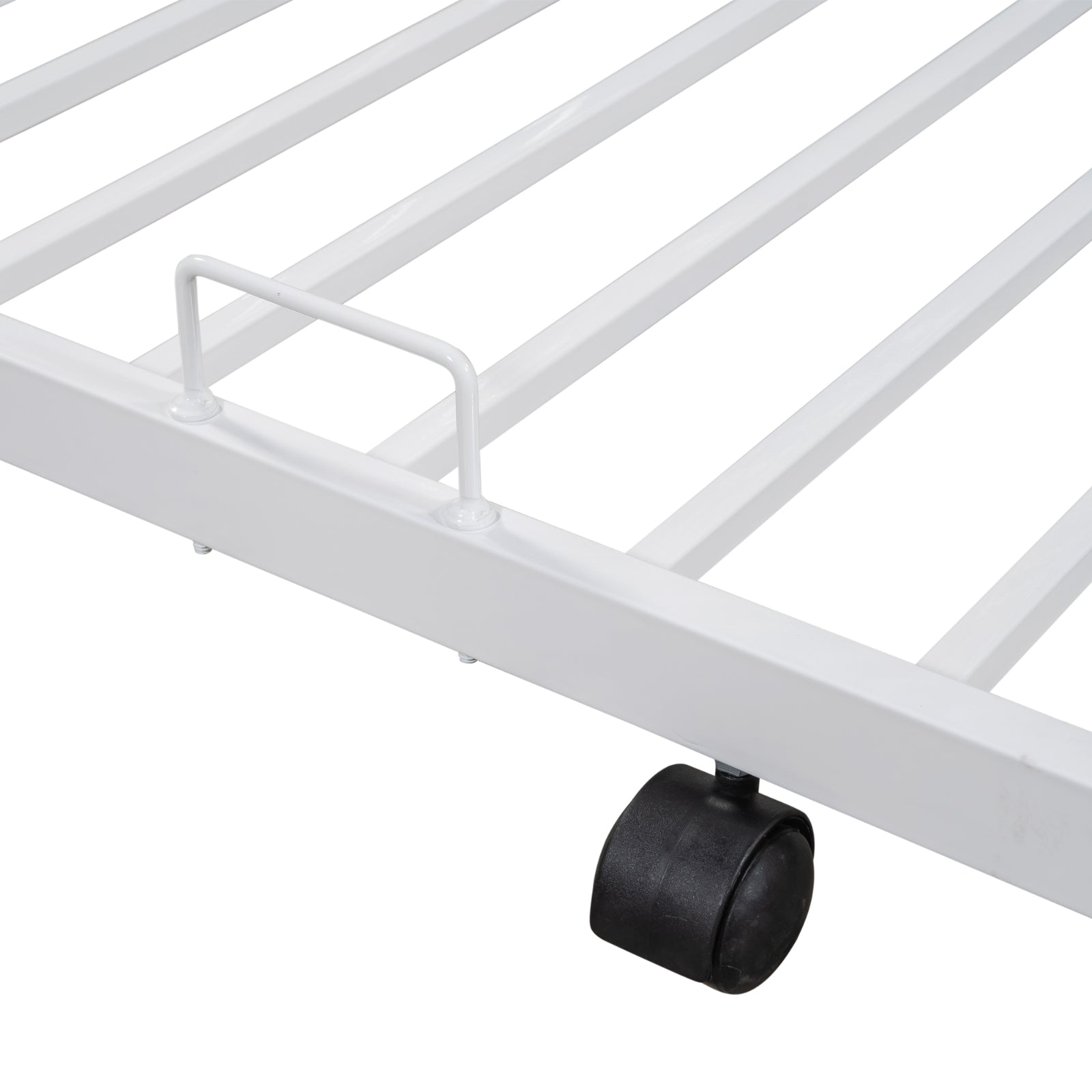 Metal Twin Over Full Bunk Bed With Trundle, Heavy-Duty, Noise Reduced, Guardrail