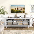 Farmhouse TV Stand For TVs Up To 65 Inches With 2 Barn Door Cabinets