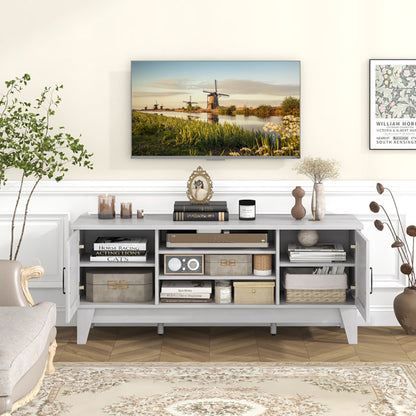 Farmhouse TV Stand For TVs Up To 65 Inches With 2 Barn Door Cabinets