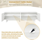 ON-TREND Graceful TV Stand With Arch Cabinets For TVs Up To 78'', Minimalist Entertainment Center With Solid Wood Legs, Practical Media Console With Adjustable Shelves For Living Room, White