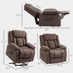 Power Lift Recliner Chair with Massage and Heat, Electric Lift Chair with Side Pockets for Elderly, Brown