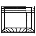 Full Metal Bunk Bed, Low Bunk Bed With Ladder, Black