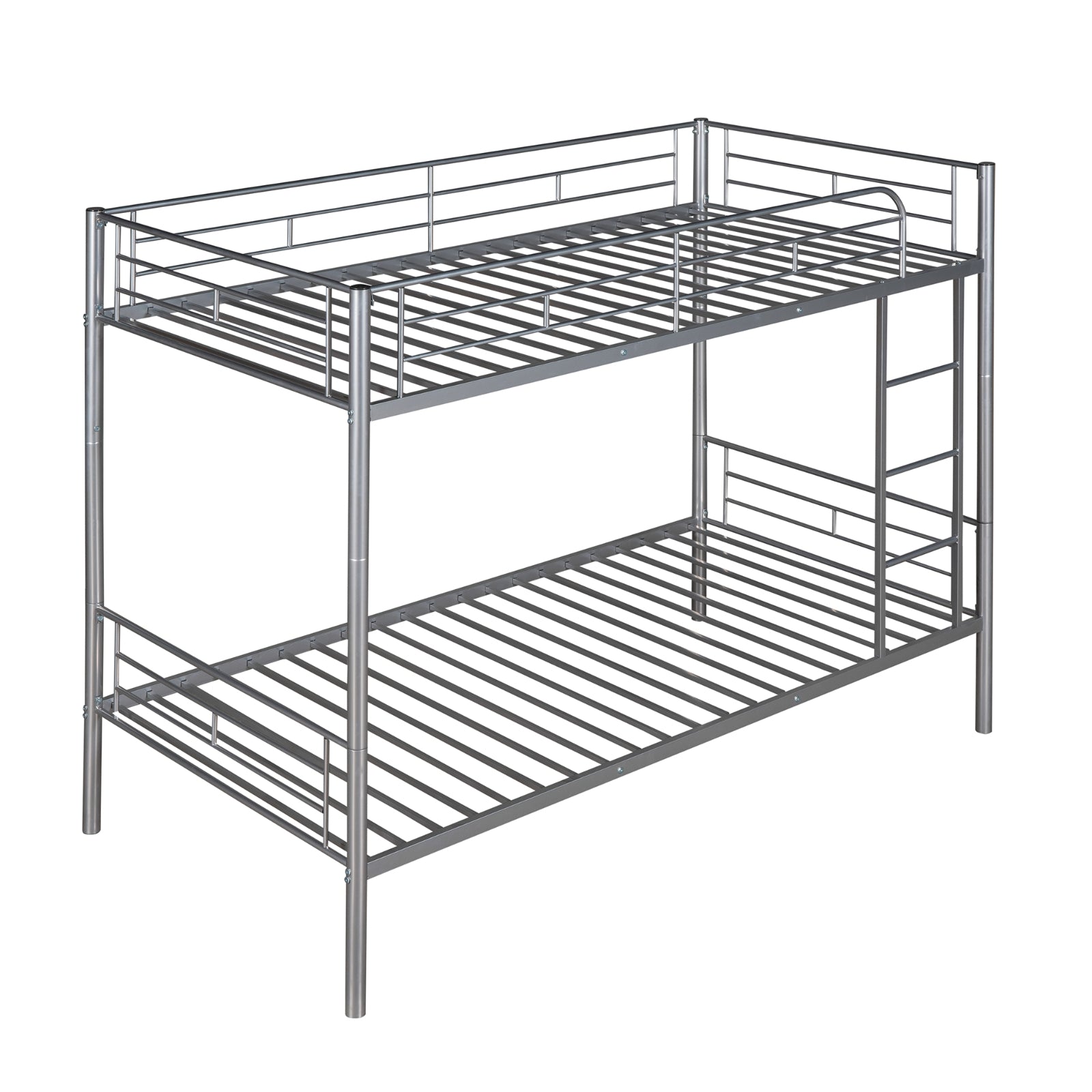Twin Over Twin Metal Bunk Bed  Silver
