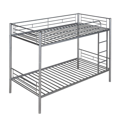 Twin Over Twin Metal Bunk Bed  Silver