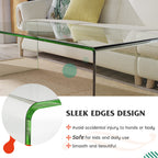 42.5 X 20 X 14 Inch Glass Coffee Table With Rounded Edges For Living Room