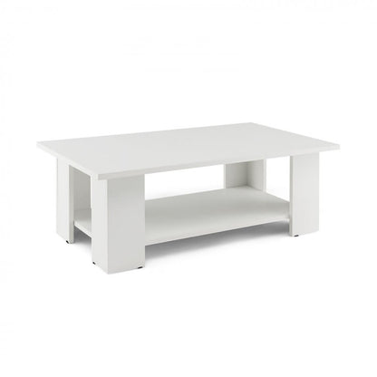 Large 41 Inch 2-tier Wooden Modern Coffee Table With Storage Shelf