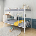 Twin-Over-Twin Bunk Bed With Metal Frame And Ladder, Space-Saving Design,White