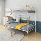 Twin-Over-Twin Bunk Bed With Metal Frame And Ladder, Space-Saving Design,White