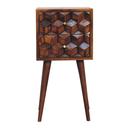 24" Brown Solid Wood Two Drawer Nightstand