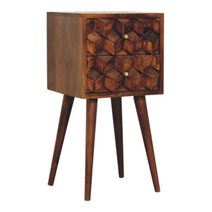 24" Brown Solid Wood Two Drawer Nightstand