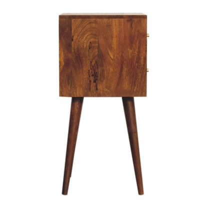 24" Brown Solid Wood Two Drawer Nightstand