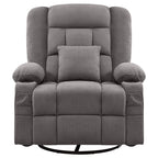 38" Gray Tufted Polyester Blend Heated Massage Swivel Rocker Recliner With USB