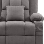 38" Gray Tufted Polyester Blend Heated Massage Swivel Rocker Recliner With USB