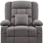 38" Gray Tufted Polyester Blend Heated Massage Swivel Rocker Recliner With USB