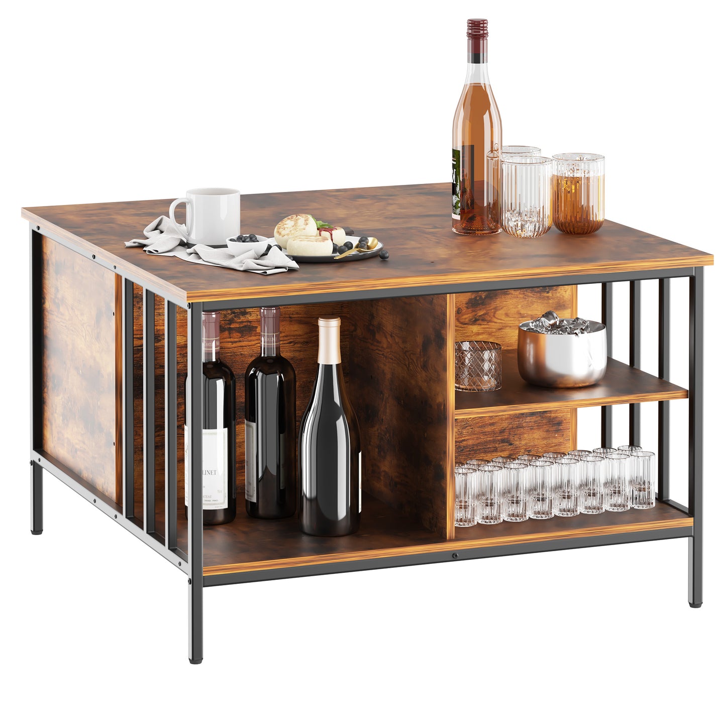 Farmhouse Lift Top Coffee Table With Storage Adjustable Height Living Room Table, Multifunctional Center For Family With Hidden Compartment & 3 Shelves110lbs Capacity, Easy To Clean