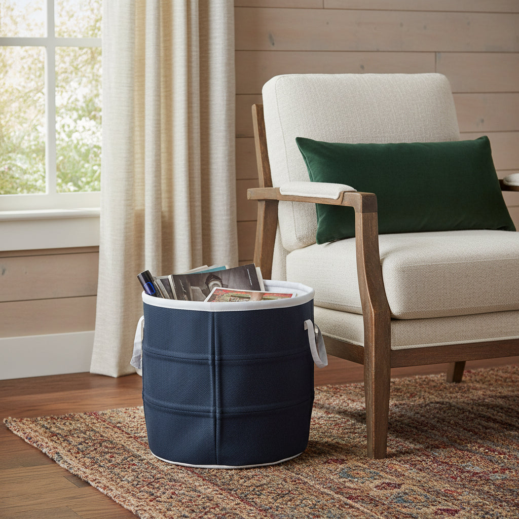 21" Blue Fabric Basket