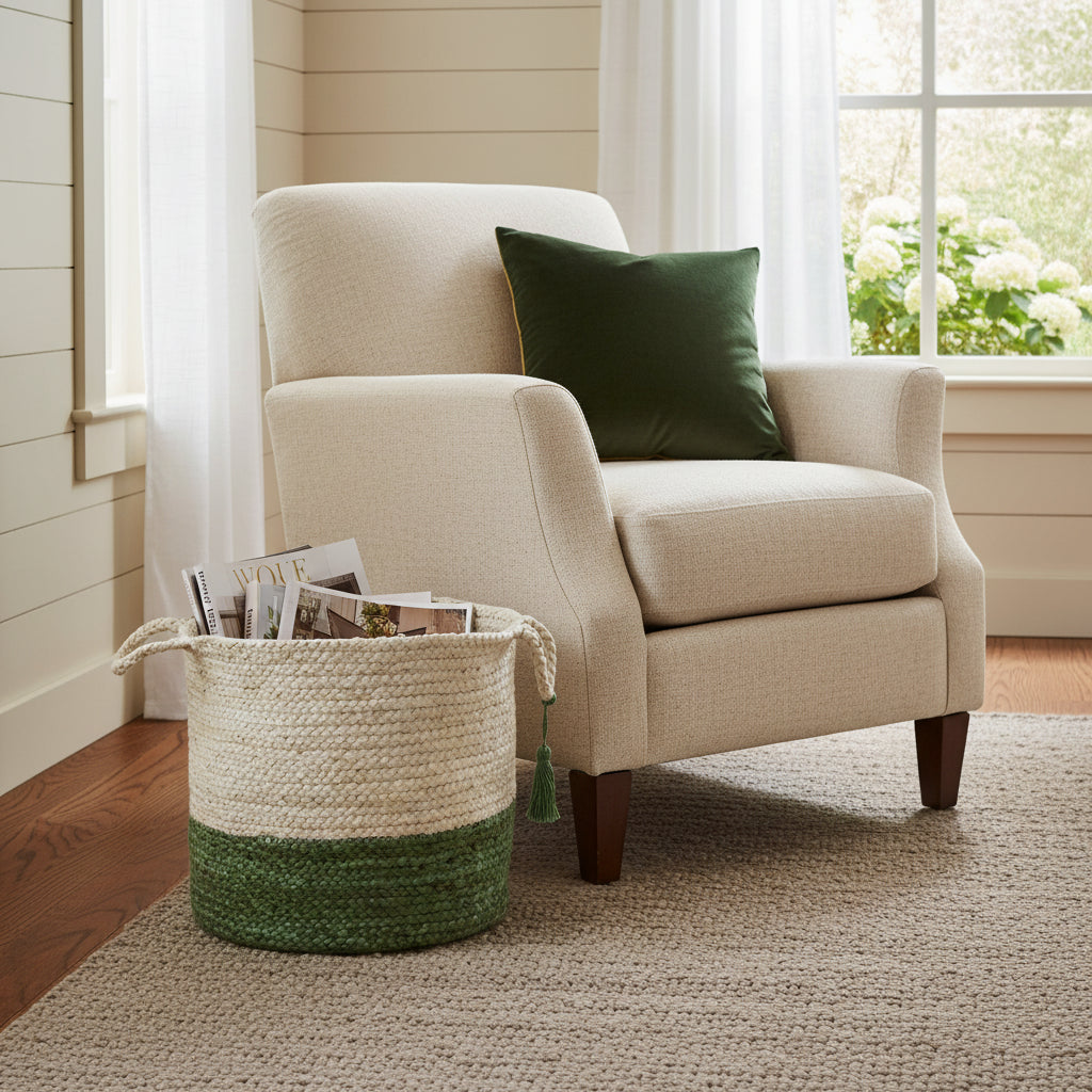 19" White Jute Basket